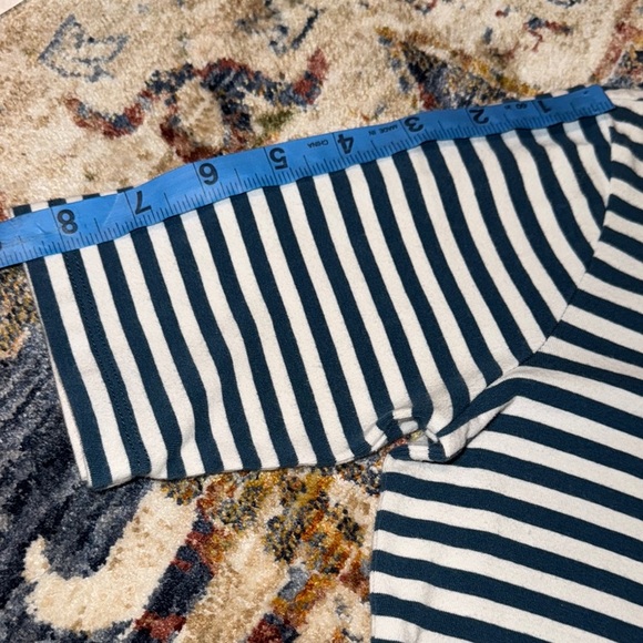 Hannah Anderson Navy Striped Kids/Girls Ruffled Dress w/Front Pocket Size 8 - Picture 16 of 16